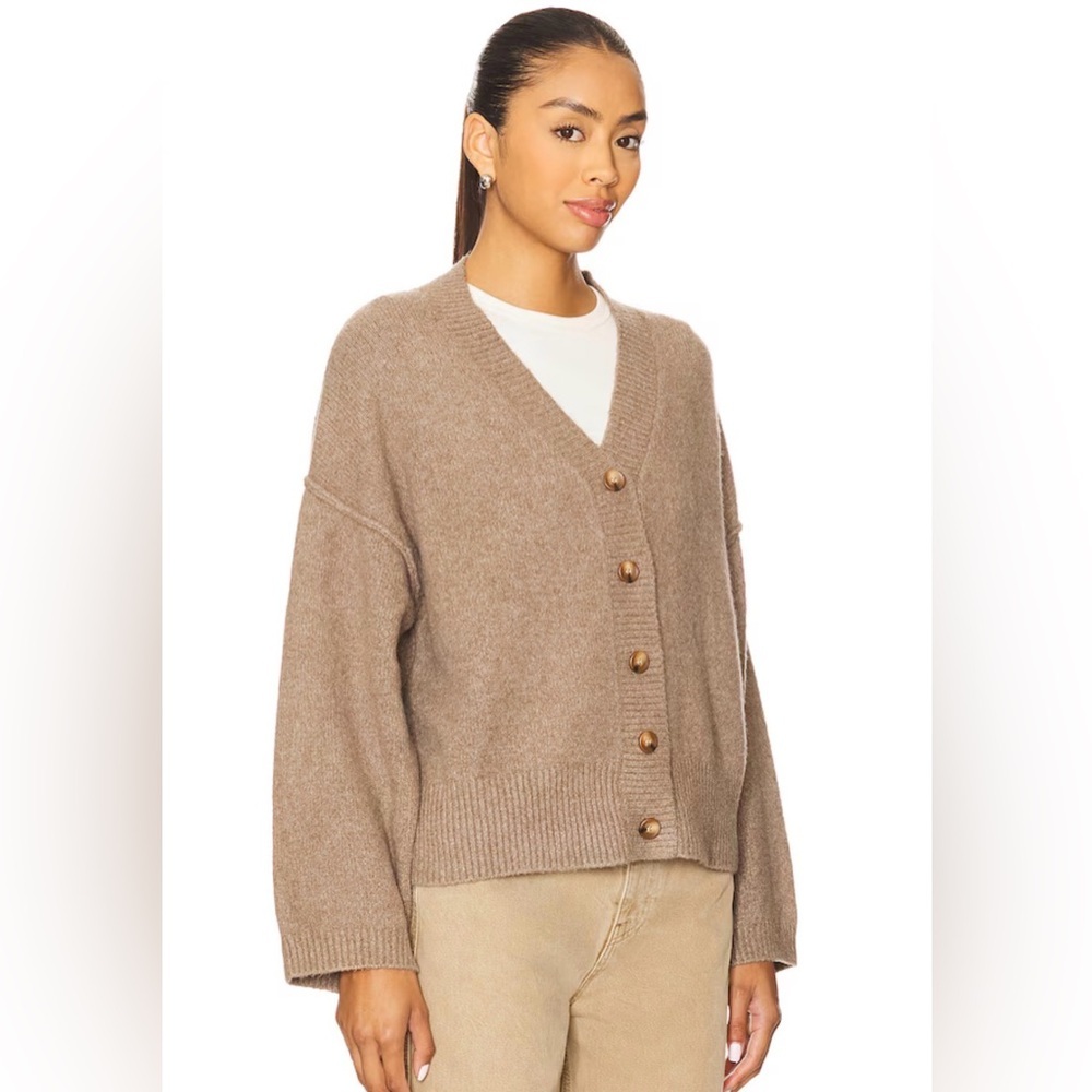 Free People Cool Of The Night Cardigan M Mocha Melange Oversized Button Front - Picture 3 of 13
